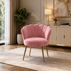 Pink Crafted Shell Designer Accent Armchair