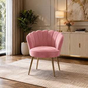 Pink Crafted Shell Designer Accent Armchair
