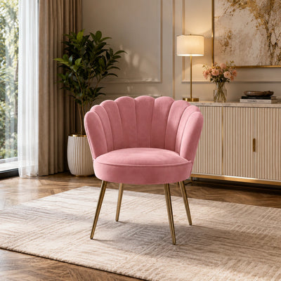 Pink Crafted Shell Designer Accent Armchair