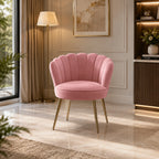 Pink Crafted Shell Designer Accent Armchair