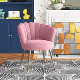 Pink Crafted Shell Designer Lounge Armchair
