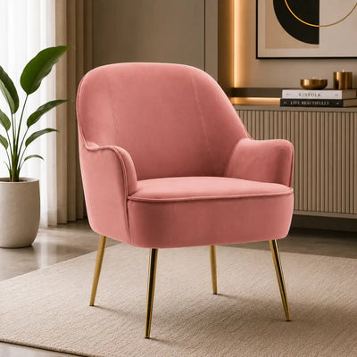 Pink Modern Cushiony Luxury Velvet  Sofa Lounge Chair