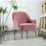Pink Modern Cushiony Luxury Velvet Sofa Lounge Chair