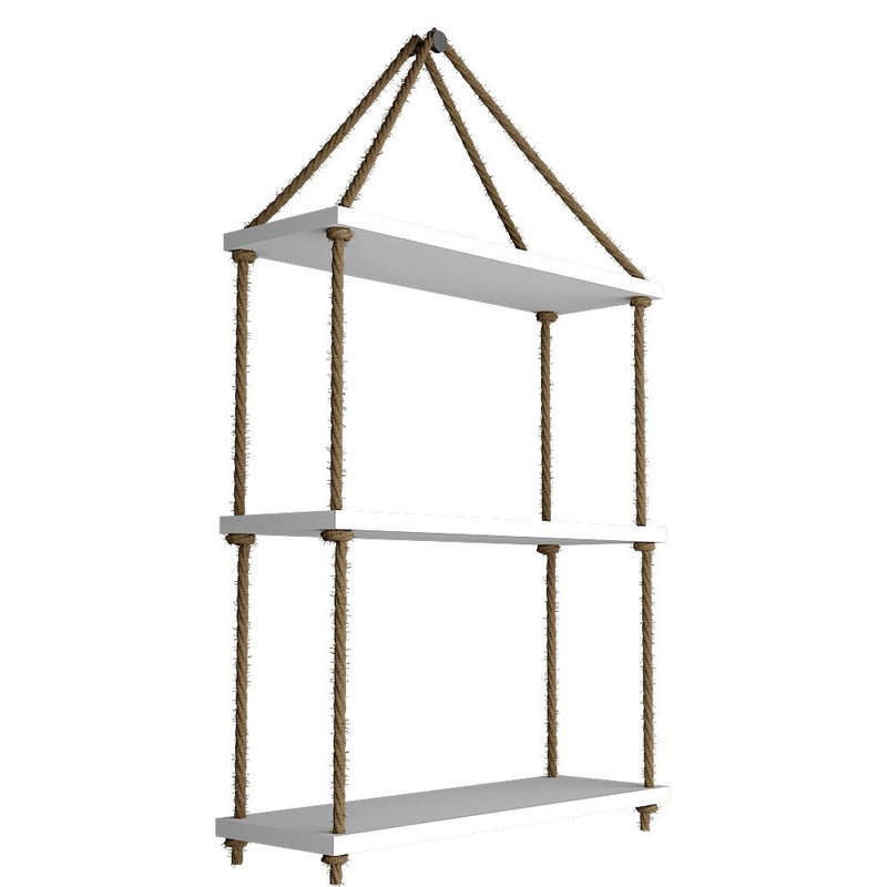  Wooden Wall Hanging with Rope (White Color)