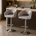 Plush Feel Grey Velvet Adjustable Bar Stool / Long Chair