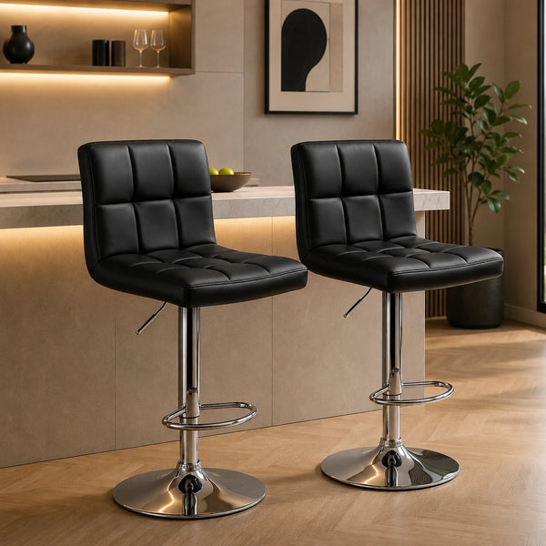 Plush Leatherette Black Bar Stool / Long Chair