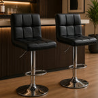 Plush Leatherette Black Bar Stool / Long Chair