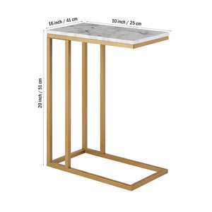 Premium C-Shaped White Marble Designer Side Table