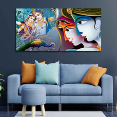 Premium Canvas Wall Painting of Indian God Radha Krishna