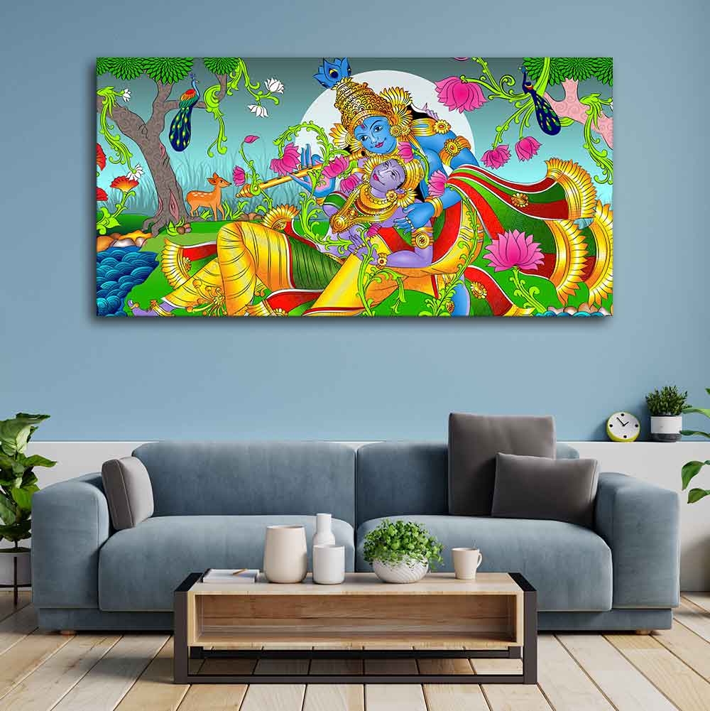 Canvas Wall Painting of Lord Radha and Krishna