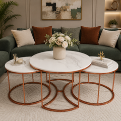Premium Copper Nesting Trio Tables Set of 3