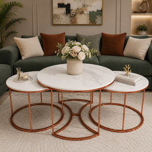 Premium Copper Nesting Trio Tables Set of 3