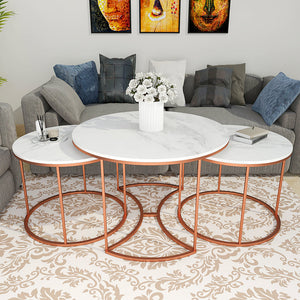 Premium Copper Nesting Trio Tables Set of 3