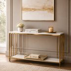 Premium Faux Marble Designer Console Table with Metal Finish