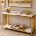 Premium Faux Marble Designer Console Table with Metal Finish