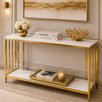 Premium Faux Marble Designer Console Table with Metal Finish