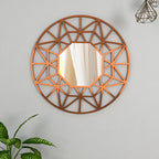 Premium Geometric Cut Copper Finish Designer Wall Mirror