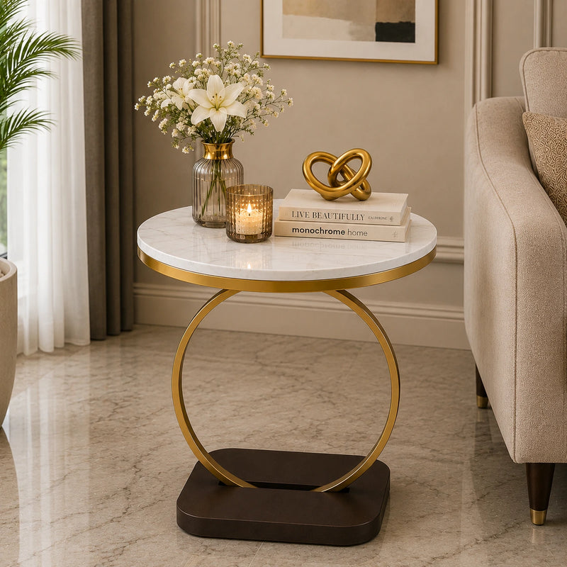 Premium Golden Halo Classic Metal Side Table