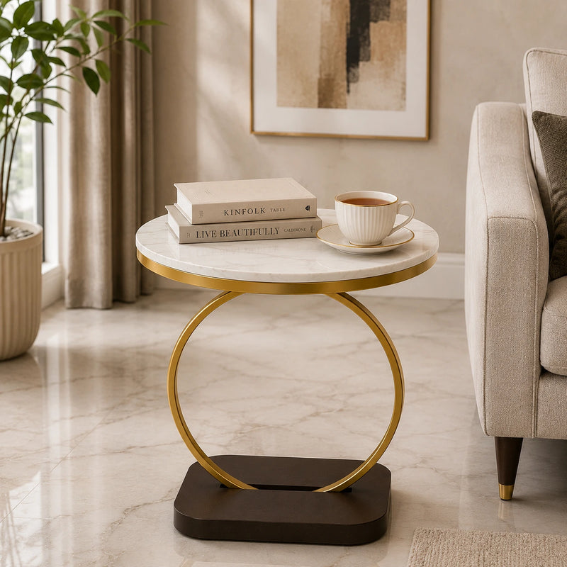 Premium Golden Halo Classic Metal Side Table