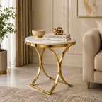Premium Golden Iron White Round Marble Table