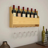  MDF Mini Bar Wall Shelf in Light Oak Finish