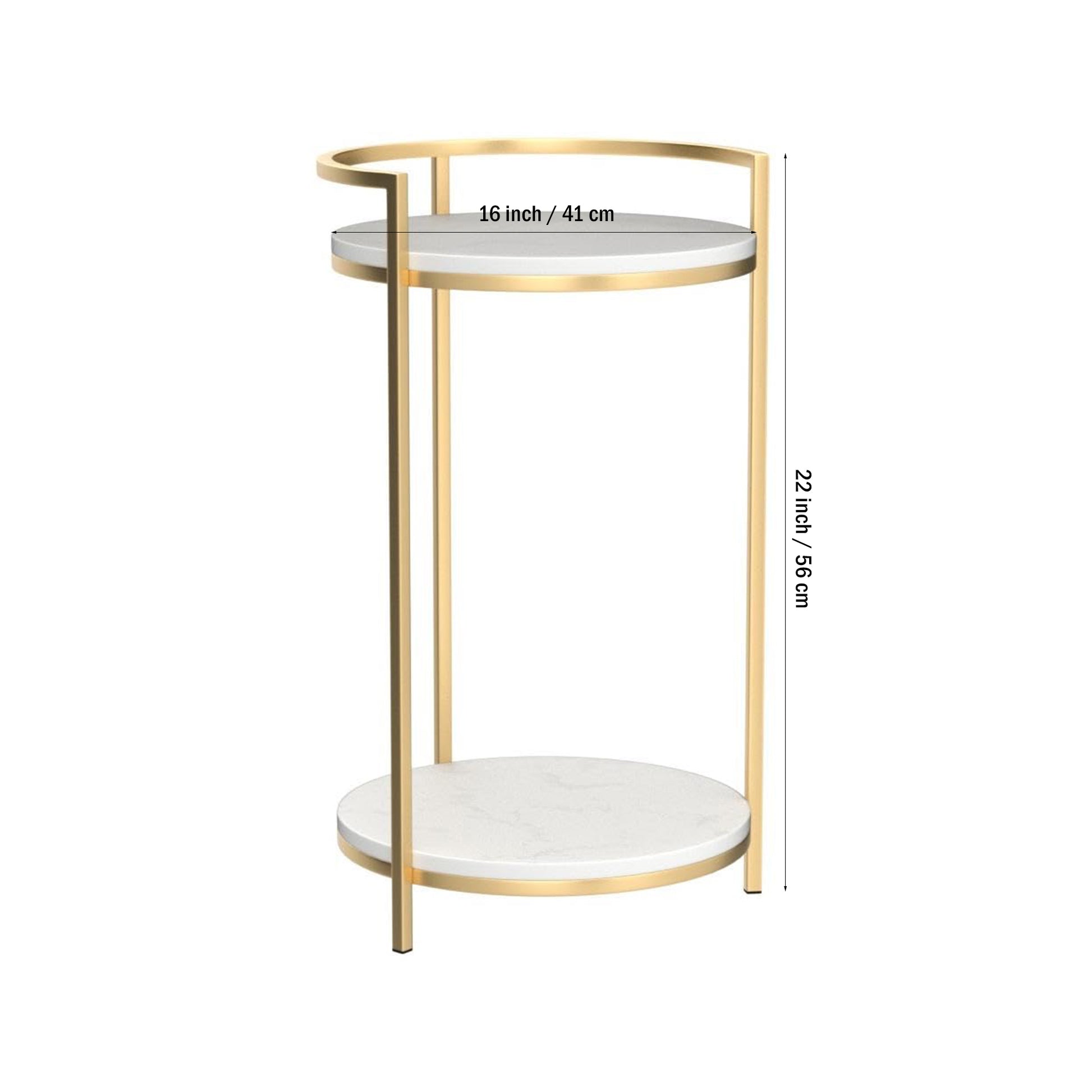 Premium Metallic Stand Two Layer Marble Side Table