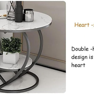 Premium Modern Heart Shaped Black Metal Finish with White Marble Night Stand Side Table