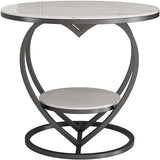 Premium Modern Heart Shaped Black Metal Finish with White Marble Night Stand Side Table