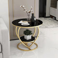 Premium Modern Heart Shaped Golden Metal with Black Marble Night Stand Side Table