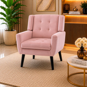 Premium Peach Super Soft Relaxing Velvet Sofa Lounge Chair