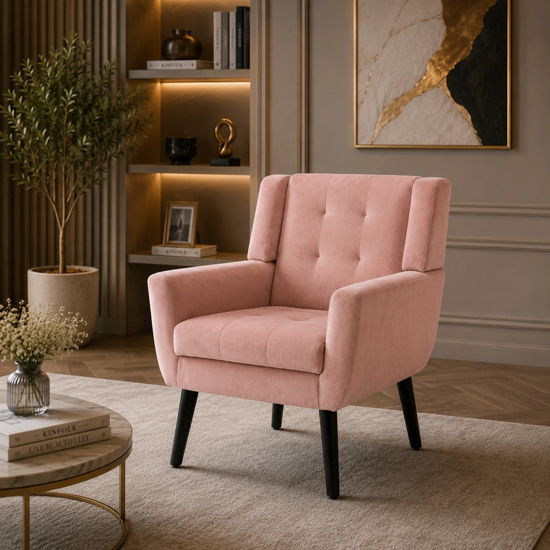 Premium Peach Super Soft Relaxing Velvet Sofa Lounge Chair