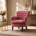 Premium Perfect Cushiony Tufted Super Comfy Blush Velvet Sofa Lounge Chair