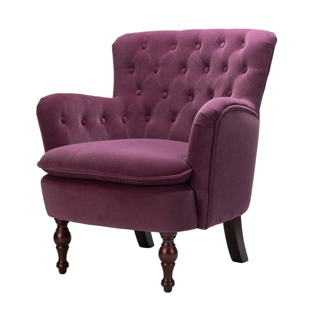 Perfect Cushiony Tufted Super Comfy Magenta Velvet Sofa Lounge Chair