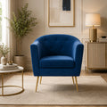 Premium Royal Blue Tufted Round Back Cushiony Sofa Lounge Chair