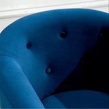 Royal Blue Tufted Round Back Cushiony Sofa Lounge Chair