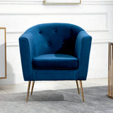 Blue Tufted Round Back Cushiony Sofa 