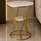 Premium Unique Natural Marble Designer Metal Side Table