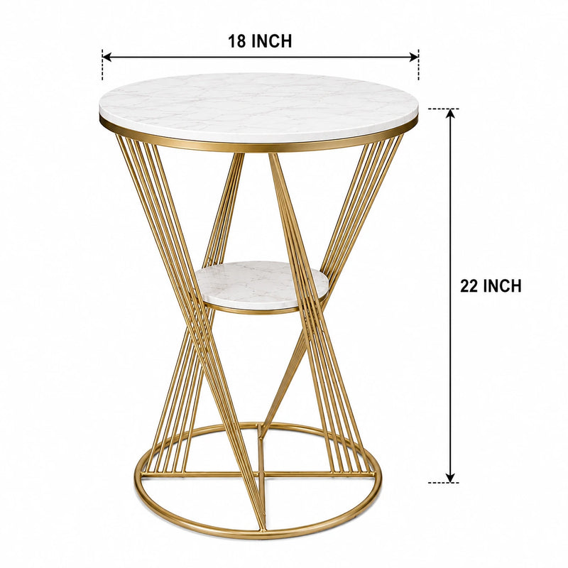 Premium Unique Natural Marble Designer Metal Side Table