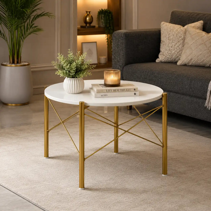 Premium White Marble Round Shape Center Table