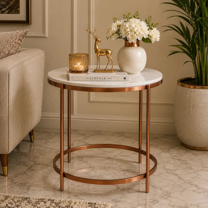 Premium White Marble Round Shape Fabian Center Table