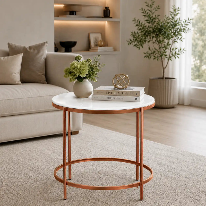 Premium White Marble Round Shape Fabian Center Table
