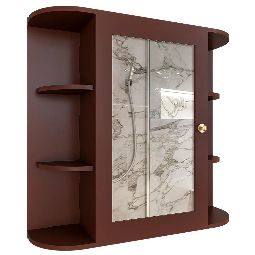 Premium Wooden Bathroom Cabinet Mirror with 10 Spacious Shelves with B – Vibecrafts