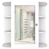  Wooden Bathroom Cabinet with 10 Spacious Shelves with White Finish