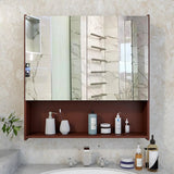 Premium Wooden Bathroom Organizer Cabinet with Mirror & 4 Spacious Shelves with Brown Finish