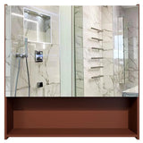  Wooden Bathroom Organizer Cabinet with Mirror & 4 Spacious Shelves 