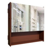 Bathroom Organizer Cabinet with Mirror & 4 Spacious Shelves with Brown Finish