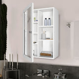 Premium Wooden White Bathroom Cabinet with Mirror & 7 Spacious Shelves