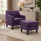Purple Color Tufted Comfy Lounge Chair with Footrest