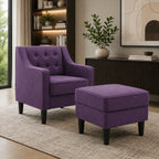 Purple Color Tufted Comfy Lounge Chair with Footrest