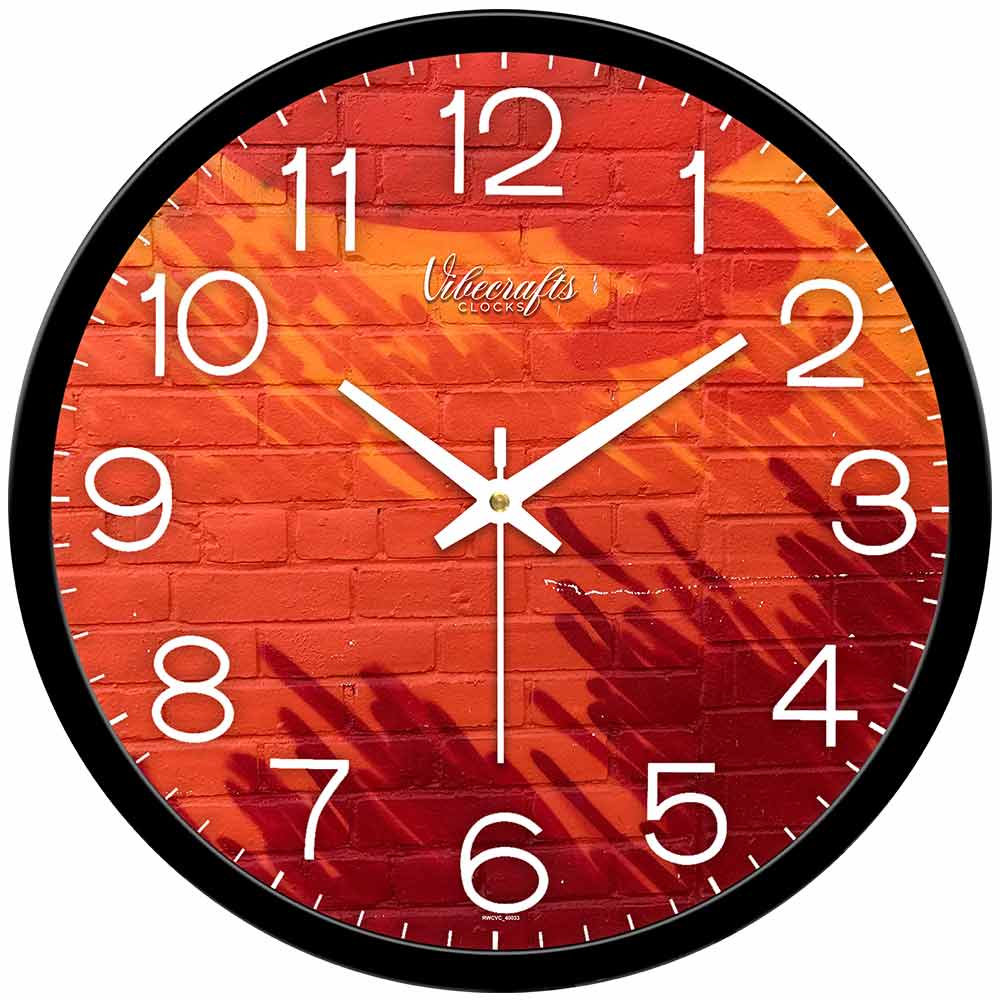 Red Bricks Two Colors Shaded Designer Wall Clock